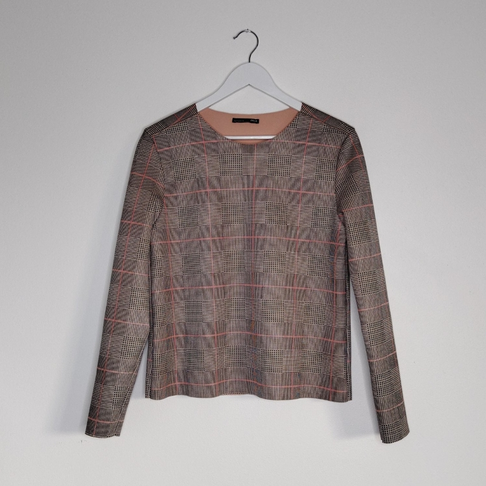 Zara Women's Plaid Long Sleeve Top